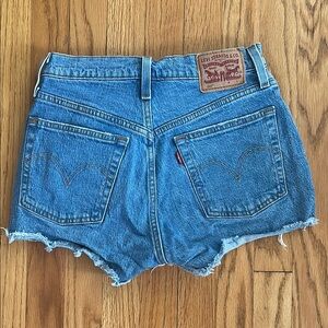 Levi's Blue Jean Shorts with Frayed Hem 25